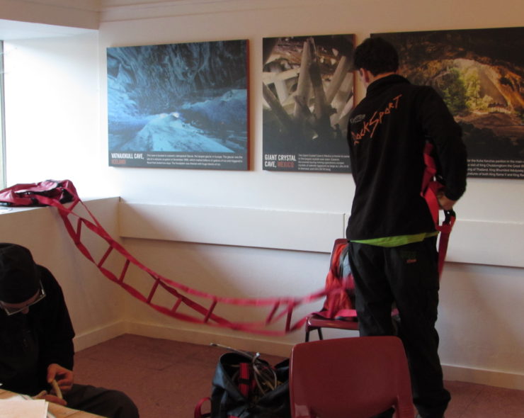 PPE safety inspector testing a rescue/evacuation ladder during leading edge PPE inspection competent person course