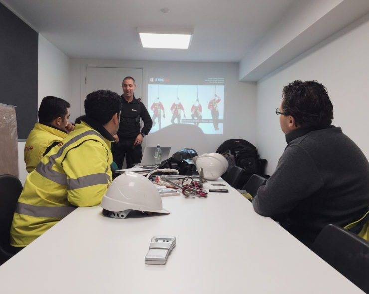 Height safety training taking place in a classroom