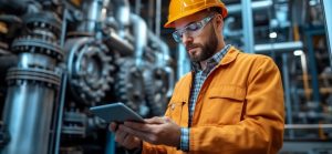 Construction worker testing safety on site