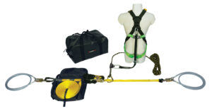 1 person fall restraint kit with lifeline, harness and bag