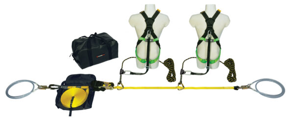 2 person fall restraint kit with lifeline, harness and bag