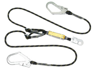 Adjustable Y-shaped shock absorbing lanyard